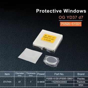 

10pcs/lot fiberlaser protection windows OG YD37 d7 37*7mm 0-6000w P0595-58601 wholesale for WSX/Precitec/Raytools laser head