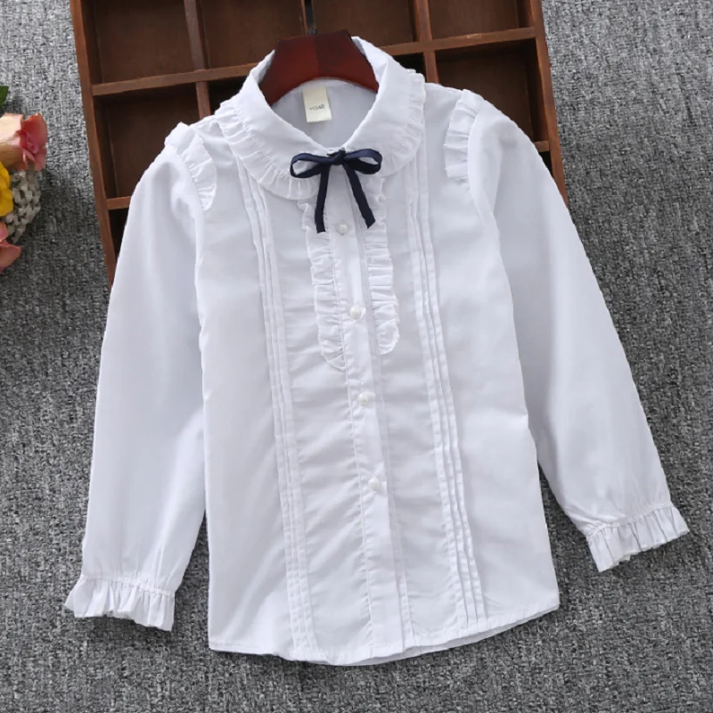 Shirts For Girls Cotton Casual Children Clothing White Girls Blouses Long Sleeve Shirts Autumn Spring Kids Clothes