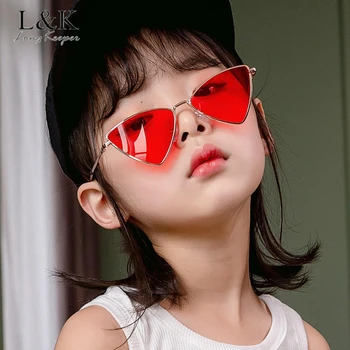

LongKeeper Kids Cat Eye Sunglasses Children Fashion Metal Frame Triangle Sun Glasses UV400 Boys Girls Cool Pink Eyewear Oculos