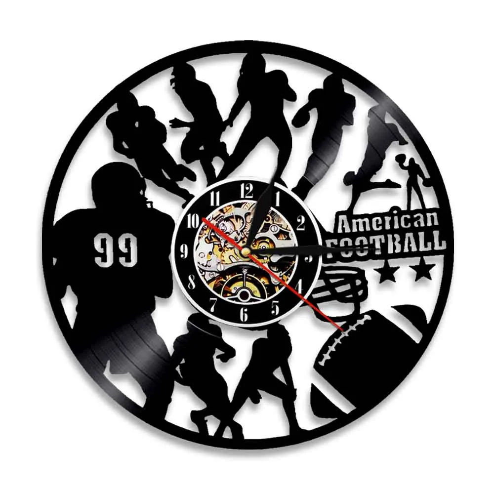 

American Football Team Sport Wall Art Decor Wall Clock Modern Design Vinyl Clock 3D Wall Watch Gift For Football Fans