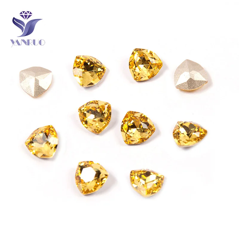 Light Topaz Yanruo 4706 Trilliant сшитые камни стразы K9 сшитые стеклянные поделки камни страз на одежде - Цвет: Light Topaz