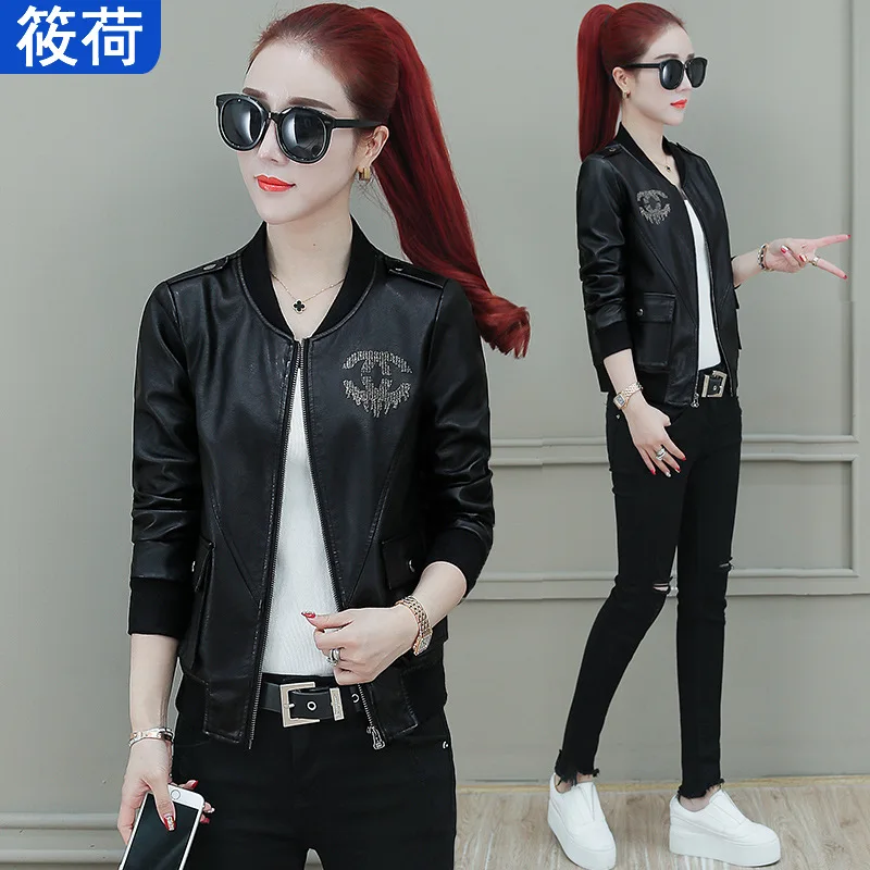 

2019 Spring And Autumn New Style Korean-style Locomotive Small Leather Coat Women's Short Slim Fit Slimming Leather Jacket High-