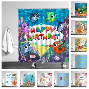 

Underwater World Fish Turtle 3d Shower Curtains Fabric Waterproof Polyester Bath Curtain Bathroom Decor Screen Set With Hooks