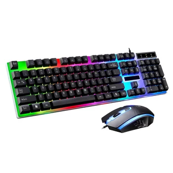 

SOONHUA Gaming Keyboard Mouse Set 104 Keys Wired Keyboard Ergonomic Keyboards Mouse With RGB Backlit USB Plug And Play