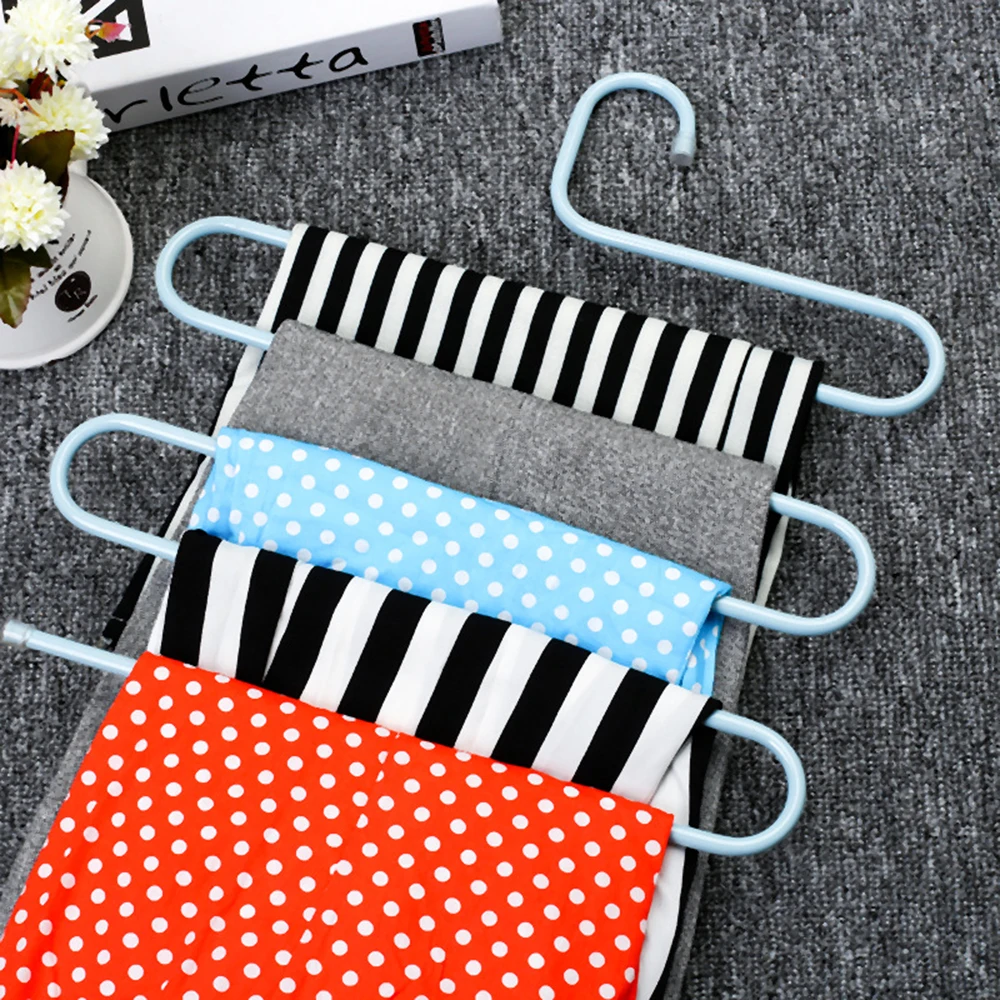 

Multi-functional S-type Pant Rack Metal Non-slip 5 Layer Large Capacity Portable Clothes Closet Storage Rack Bathroom Holder D40