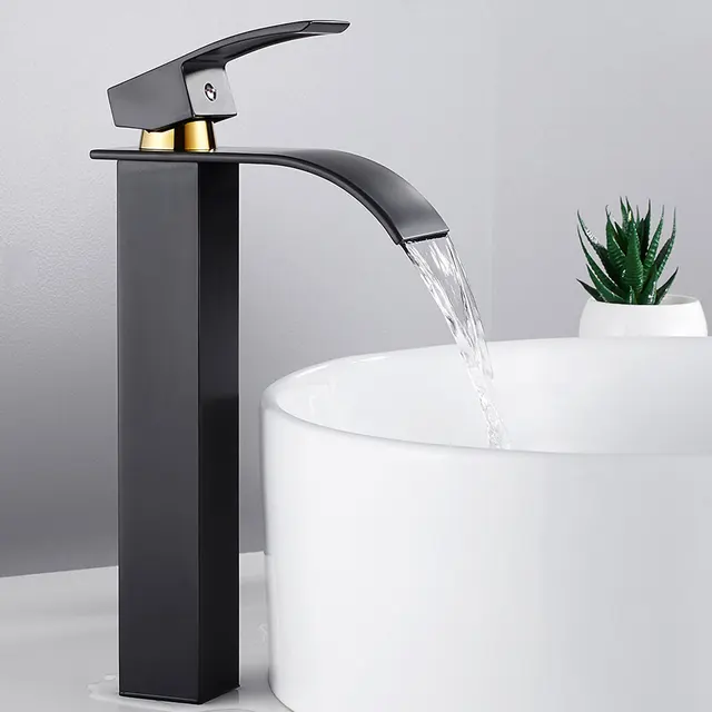 $US $30.36  Bathroom Basin Faucet Deck Mount Waterfall Bathroom Faucet Vanity Vessel Sinks Mixer Tap Single Han