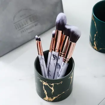 

Nordic Ins Marble Pattern Pen Holder Cosmetic Brush Storage Box Makeup Brush Holder Ceramic Jar Home Table Decoration Container