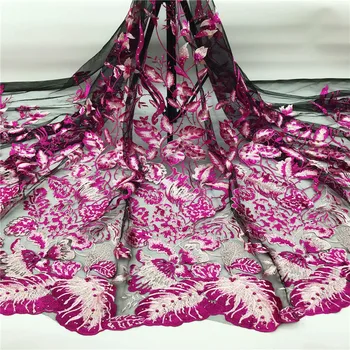 

2019 New Design French Mesh lace fabric with stones and beads Nigerian Tulle lace fabric High quality for evening dresses jl84-7