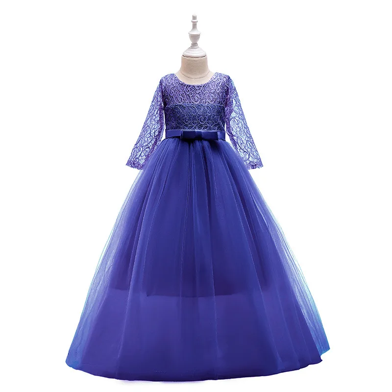 3-15Y Kids Dresses For Girls Elegant Lace Princess Dress Communion Prom Girl Gown Kids Girl Party Dress Toddler Clothes Vestidos - Цвет: Blue