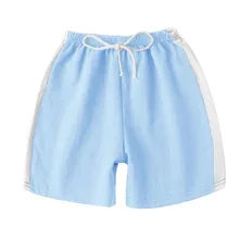 Летние шорты для маленьких мальчиков и девочек, шорты в полоску со шнуровкой, мягкие удобные штаны, Y83