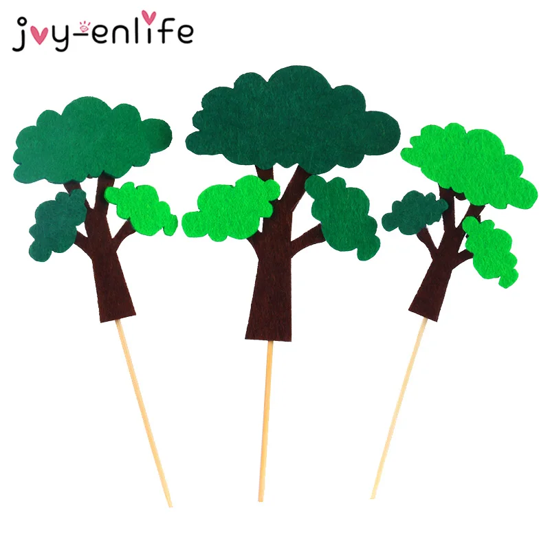 Зеленый фетр елки яблони торты Topper Jungle вечерние с днями рождения детские для