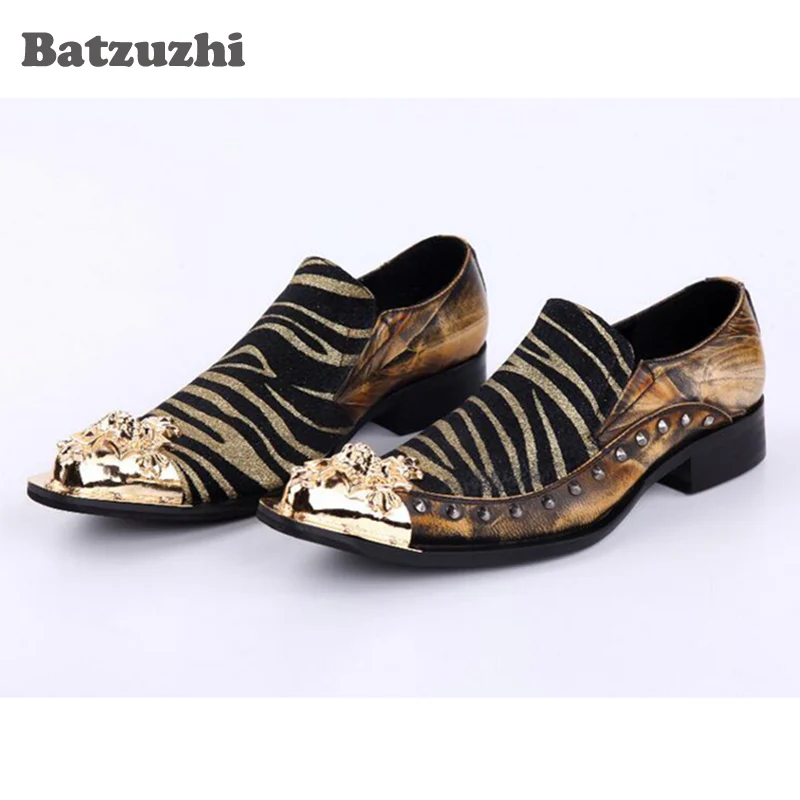 

Batzuzhi Luxury Formal Men Dress Shoes Leather Metal Tip Spikes Studded Men's Evening Wedding Party Shoes Men, Plus Size US12