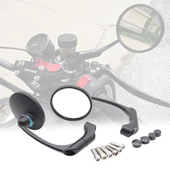 

2X Round Black 10MM 8MM Motorcycle Accessories Motorcycle Rear View Mirror for Prince Cruise Style Motorbike Rearview Sid