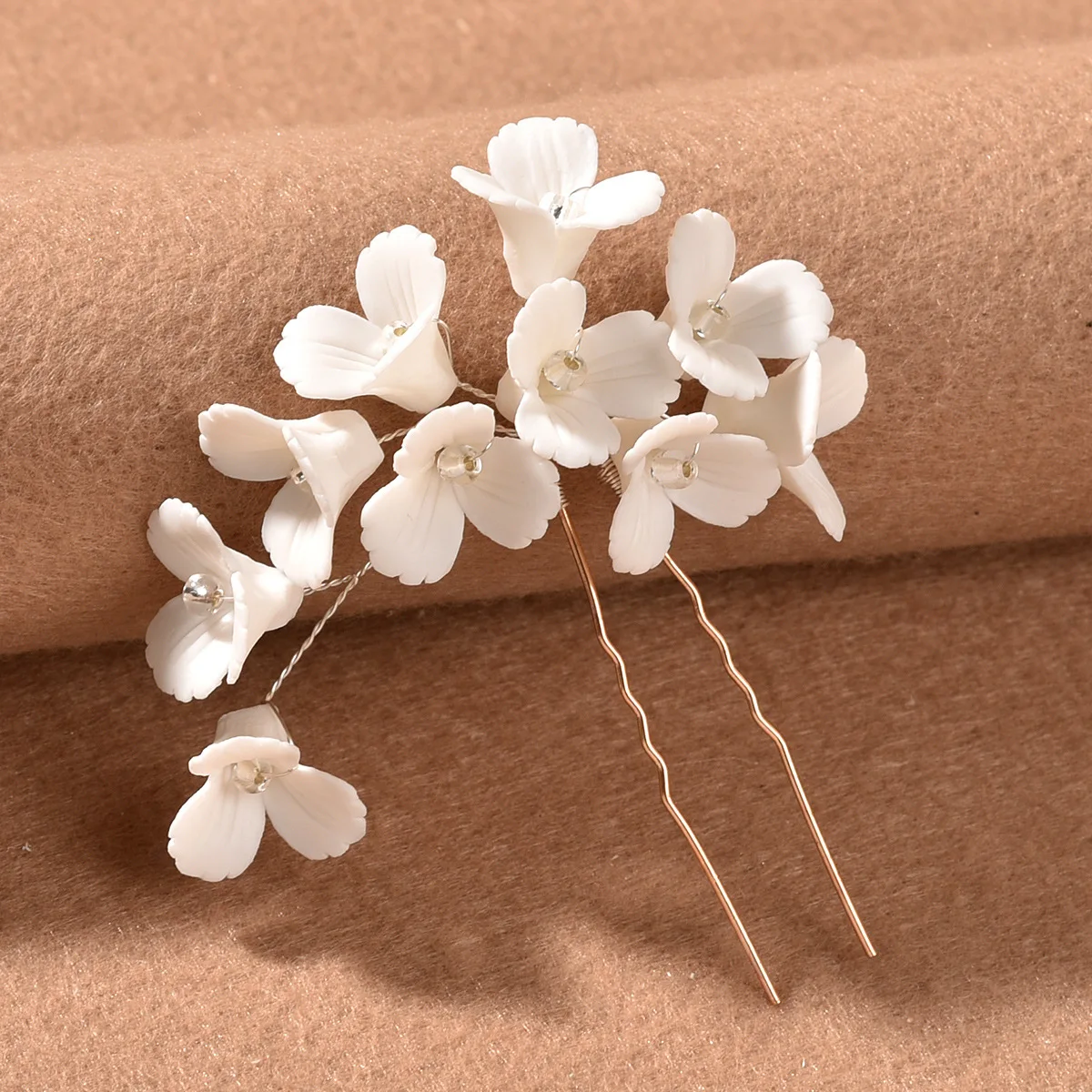 3D Flower Hairpin U Shaped Hair Pins Clips Floral Headpiecs for Women Girls Bride Wedding Party Headwear Hair Jewelry jewelry accessories,hair accessory,hair clip,hair headdress,bridal headwear,pearl hairpins