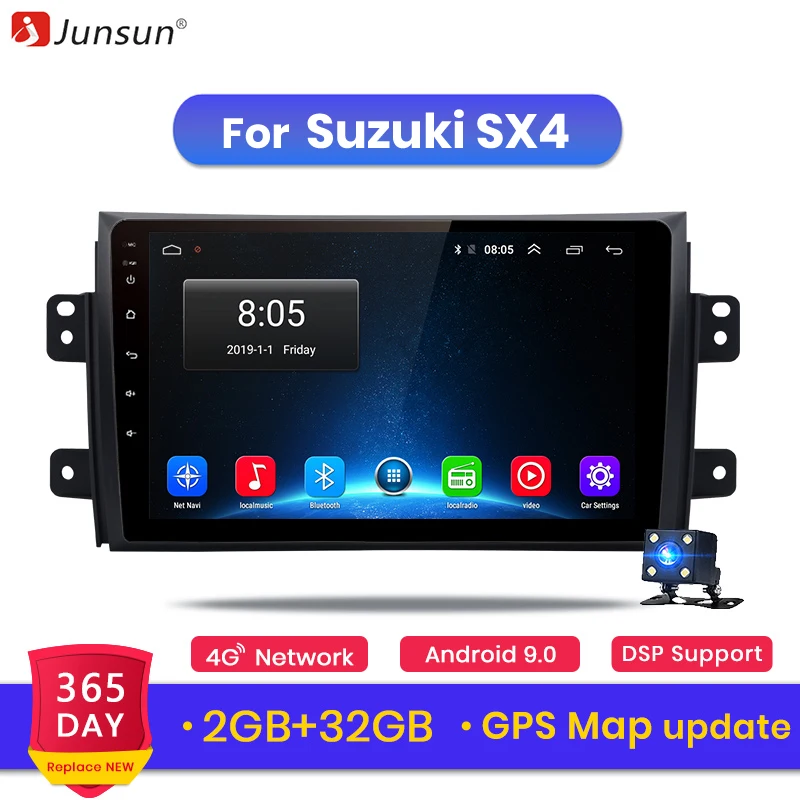 

Junsun V1 2G+32G Android 9.0 DSP Car Radio Multimedia Video Player For Suzuki SX4 2006-2011 2012 2013 Navigation GPS 2 din DVD