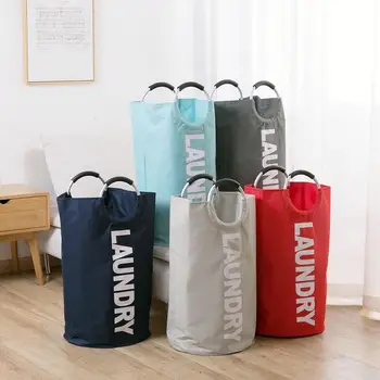 

OTHERHOUSE Large Oxford Laundry Basket Foldable Bag Clothes Organizer Laundry Bag Kids Toy Storage Bag Bucket Laundry Hamper Bin