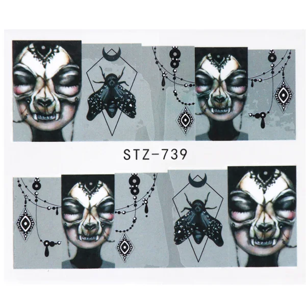 1 шт Хэллоуин стиль наклейки для ногтей Полный Обертывания клейкие наклейки Большой Глаз Череп кости ползунки для ногтей маникюрный наконечник LASTZ731-755-1 - Цвет: STZ739