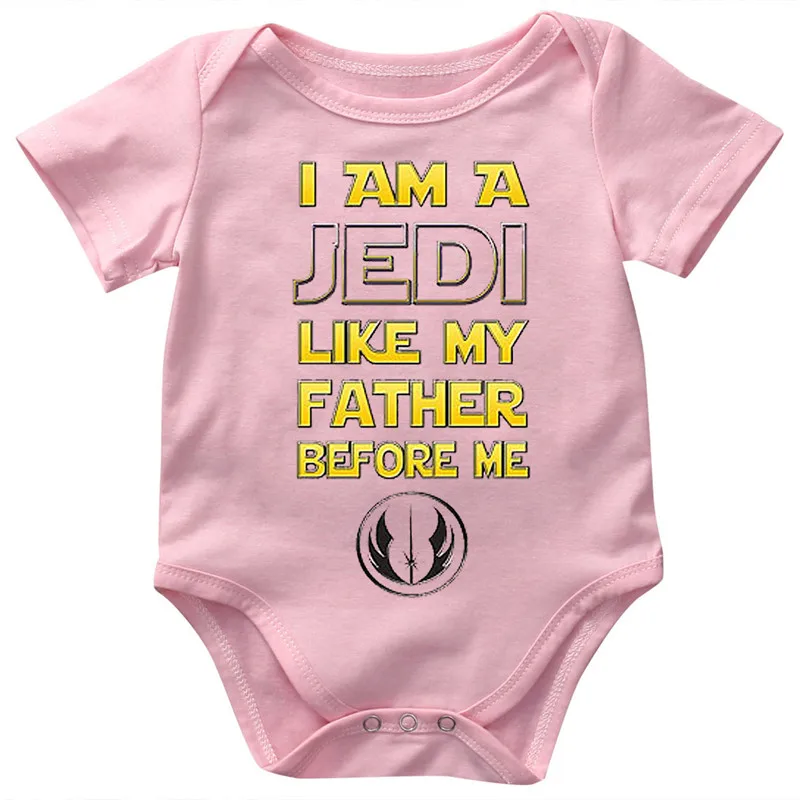 Розовая Одежда для новорожденных хлопковый комбинезон «I Am a Jedi», купальные костюмы, летний костюм-комбинезон для маленьких мальчиков и