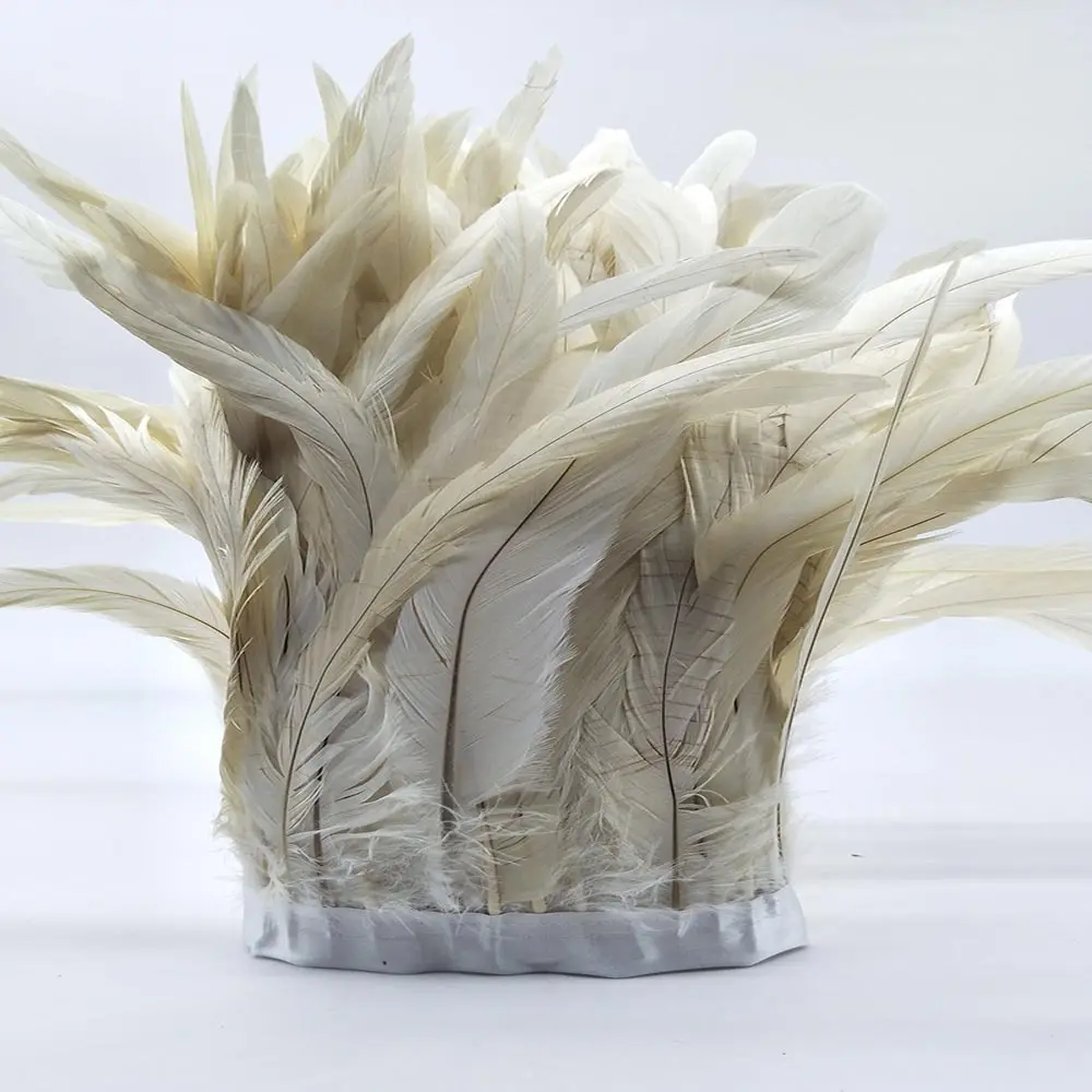 10Yards Rooster Tail Feather Trim Width 10-12 inches/25-30cm Craft tail Feather Fringe Trim Plume Ribbon