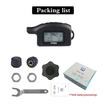 

Motorbike Waterproof Cordless TPMS Motorcycle Tire Type Pressure Monitoring System 2 External Sensor Motor Tools