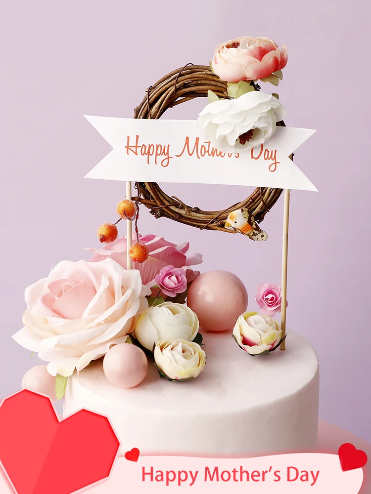 Happy Mother S Day Hook Flower Best Mom Cake Topper For Party Decorations Pink Flower Love Mum Baking Supplies Love Gifts Cake Decorating Supplies Aliexpress