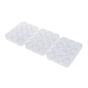 

3 Pieces 12 Grids Organizer Beads Pin Pill Mini Items Box Crafts Clear Case