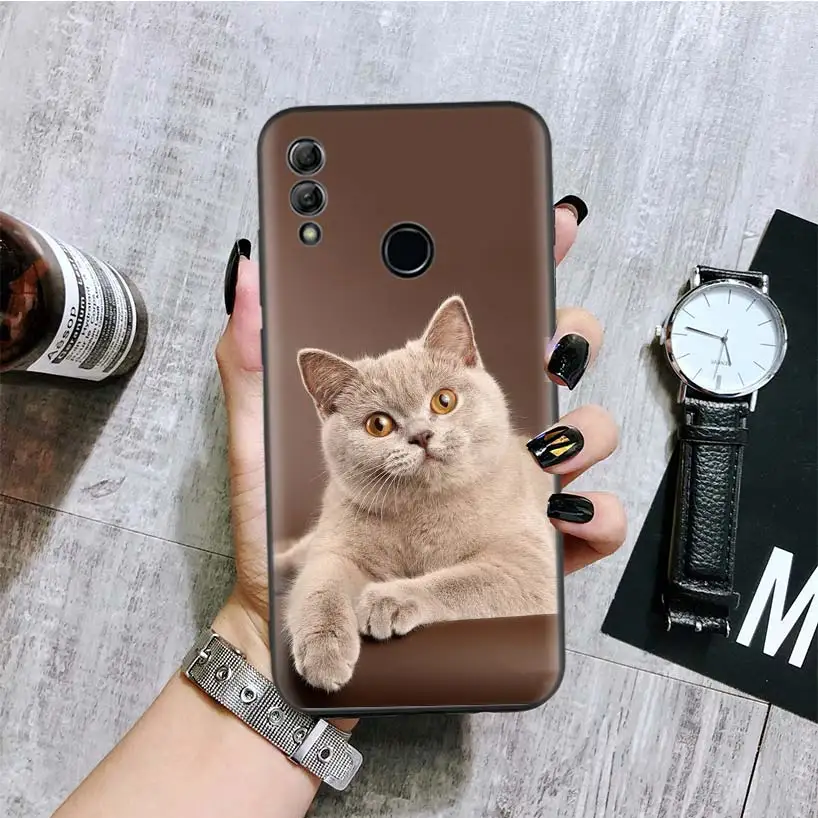 BA194-4 Британская кошка черная крышка чехол для телефона для huawei Y9 Y5 Y6 Y7 Honor 10 9 Lite 9X8X8 S 8A фотоаппаратов моментальной печати 7S 7A 10i 20i V20 Coque Кепки - Цвет: BA194-4