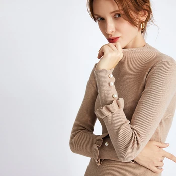 

2019 woman sweater autumn and winter solid color pullover women collar short sweater long sleeve slim sweater women
