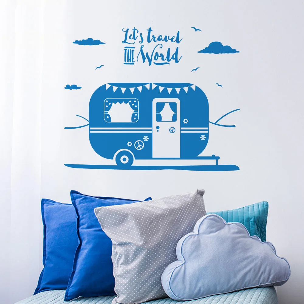 

Quotes Let's Travel The World Vinyl Art Design Wall Decal lovely Fashion Ornament Baby Bedroom Living Room Decor Sticker W693