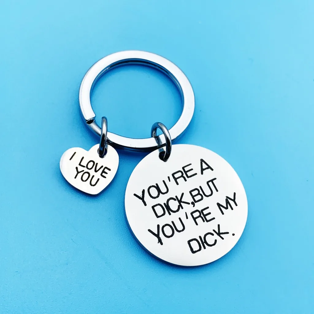 Европейский и американский персик сердце день Святого Валентина Вы член нержавеющая сталь брелок пары кулон бирка