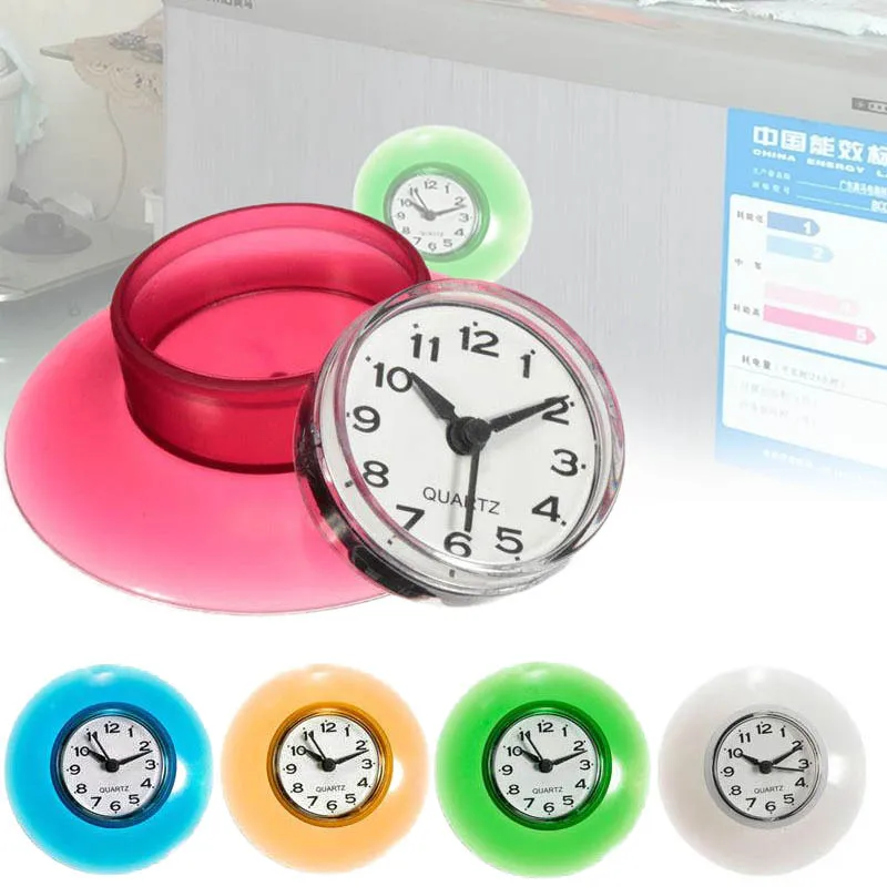 Suction Wall Clock Shower Waterproof Mirror Timer Sucker Bathroom Home Decor
