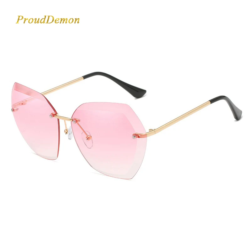 

New Luxury Fashion Gradient Sunglasses Women 2020 Retro Square Metal Frame Rimless Sunglasses Brand Designer UV400