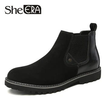 

Men's New Martin Boots Fashion Casual Shoes Ankle Chelsea Booties Genuine Leather Short Boots Oxfords Simple Style Work Shoes