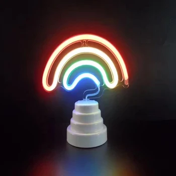 

LED Colorful Rose Shape Lamps Rainbow Neon Sign Lamp For Bedroom Birthday Party Home Desk Table Decor Love Heart Neon Wall Light