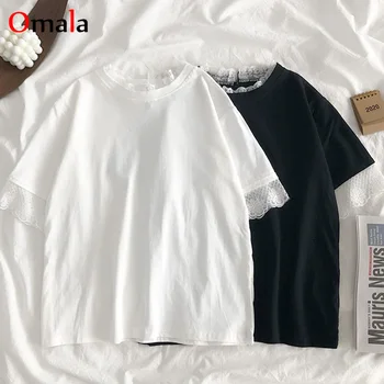 

fashion pure cotton lace T-Shirts Solid Basic T Shirt Women Casual O-neck Summer short sleeve slim Top Korean black White Tshirt