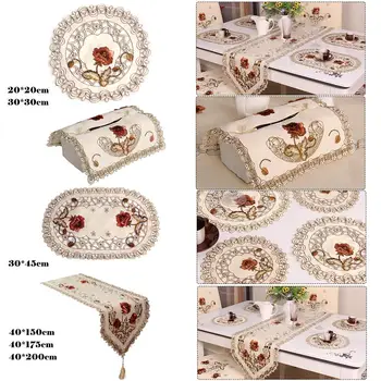 

Retro European Pastoral Embroidered Floral Tablecloth Table Runner Home Kitchen Dining Room Decoration Decor