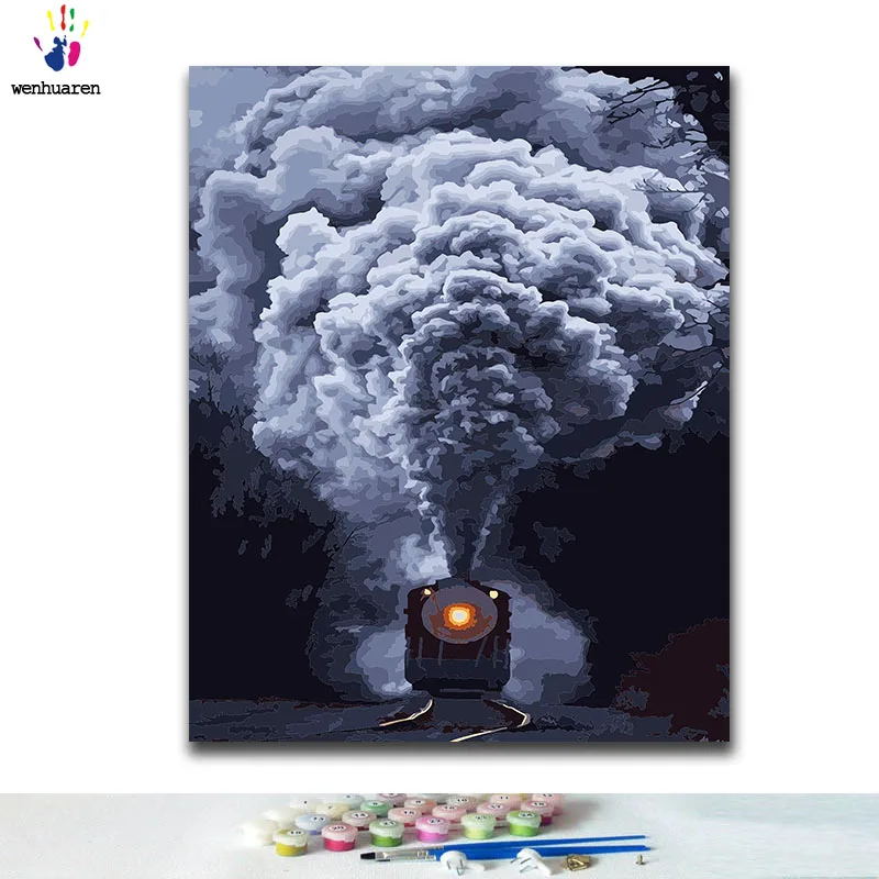 pintar por numeros kits trenes