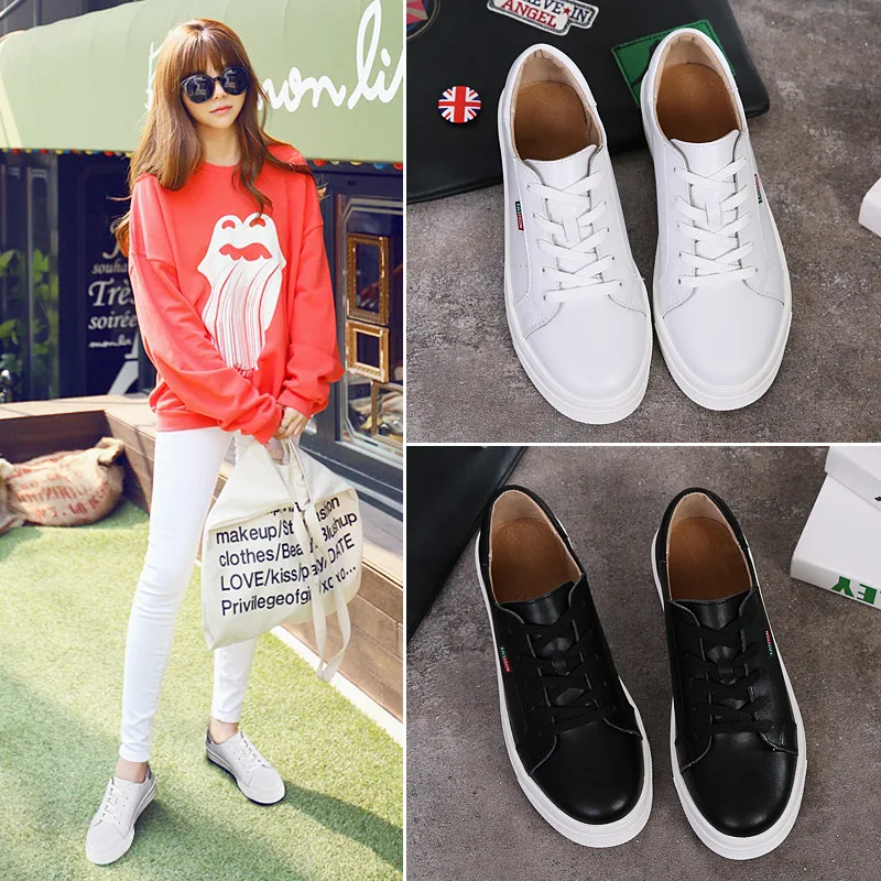 

New Style Genuine Leather White Shoes Versitile Fashion Girl'S Shoes Korean-style Trend Students Girl'S Shoe