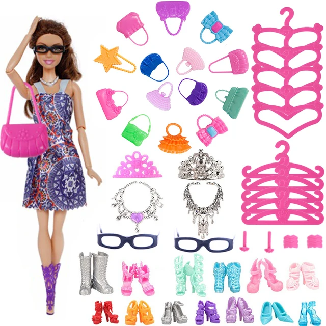 80Pcs Barbies Doll Accessories=10*Doll Clothes+70* Accessories Shoes  Handbags Glasses Toys etc For Barbie Doll&1/6 BJD Blythe - AliExpress