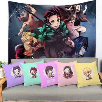 

Anime Demon Slayer Cushion Cover Home Decorative Pillow Case Decorativos Sofa Pillow Cover 45*45cm