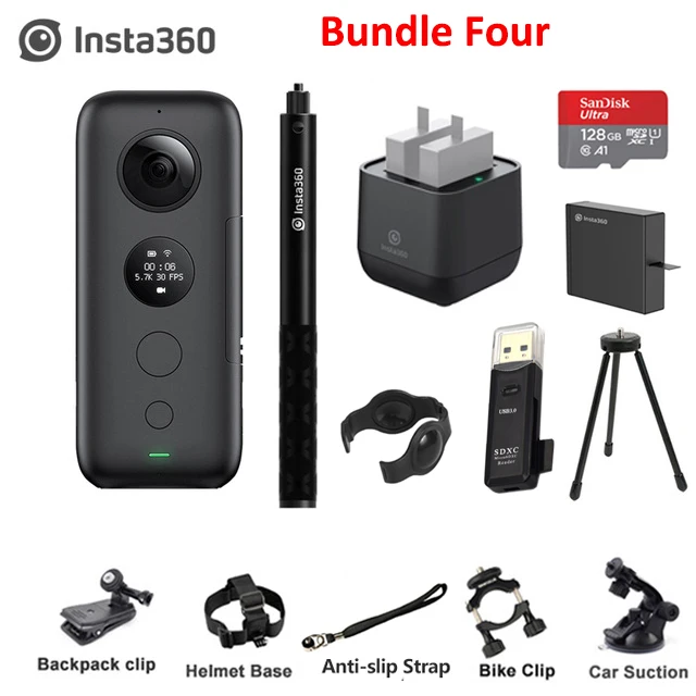 Bundle Four Insta360 ONE X Экшн-камера VR Insta 360 панорамная камера для IPhone и Android 5,7 K видео 18MP фото невидимая селфи-палка - Цветной: Bundle Four