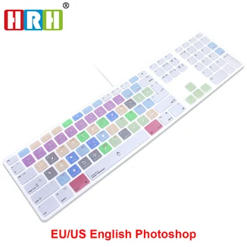 

HRH Photoshop PS Hotkeys Keyboard Cover Skin For Apple Keyboard with Numeric Keypad Wired USB for iMac G6 Desktop PC Wired