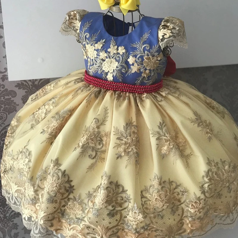 Детские платья принцессы для девочек; Кружевное платье-пачка с цветами; вышитый мяч; Одежда для маленьких девочек; детское платье для свадебной вечеринки