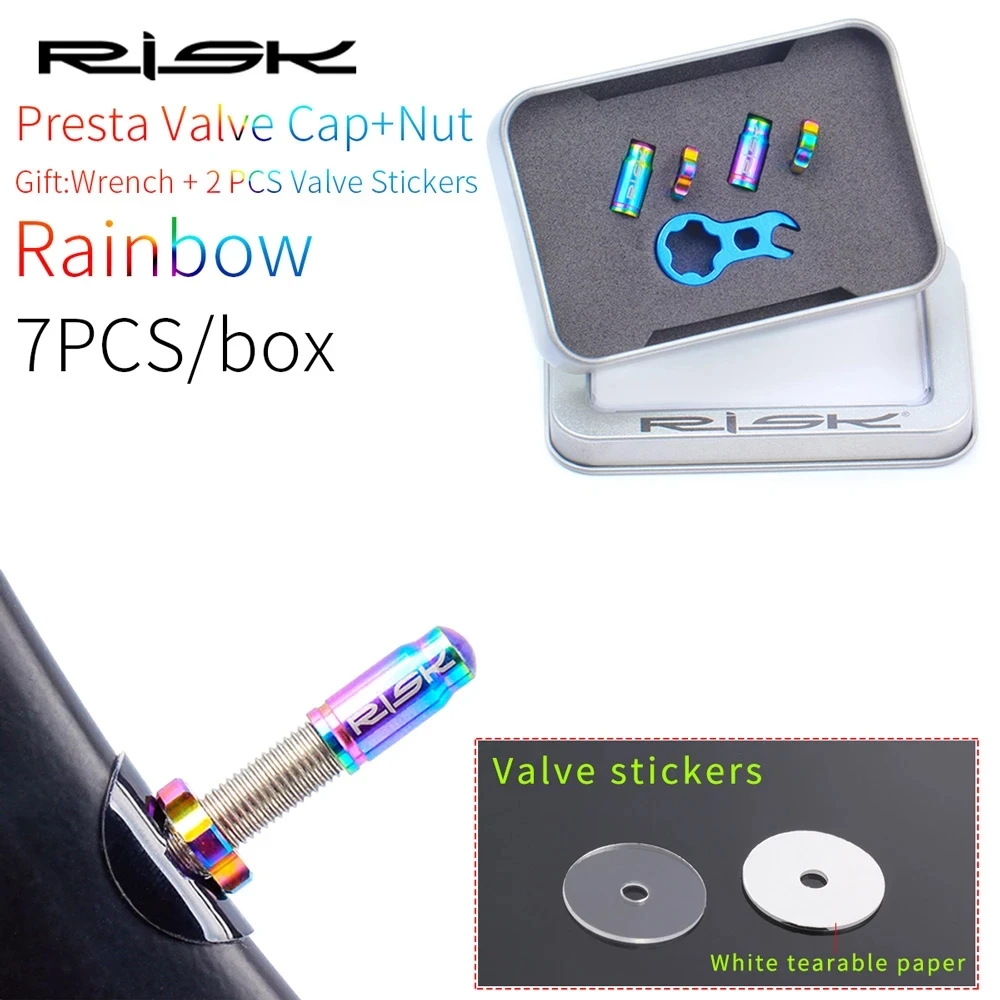 RISK FV55/AV55 Mountain Road Bike Bicycle Titanium Presta Schrader Valve Cap Nut Wrench Dust Cover