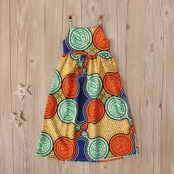 Summer Dress Girls African Dashiki 3D Digital Print Suspenders Princess Dress Princess Costume Kids Dresses For Girls Clothing 5