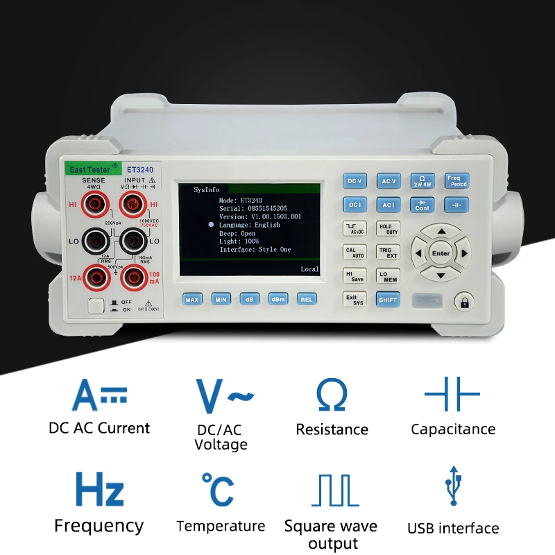 Автоматический 24000 отсчетов настольный цифровой мультиметр с большим четким экраном Высокоточный настольный мультиметр ET3240