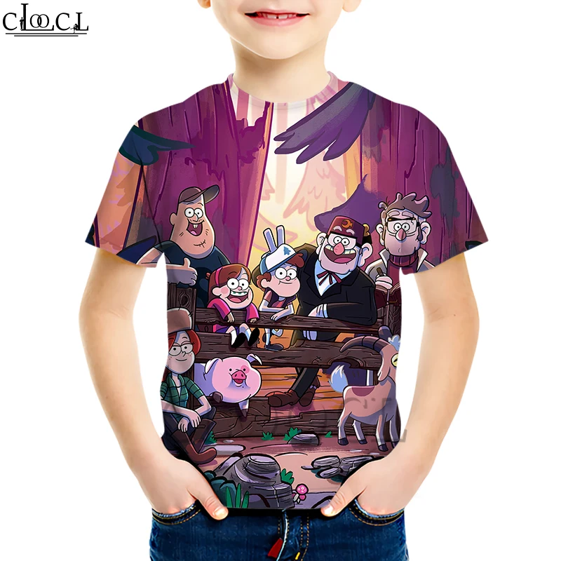 Kids T shirt 10 Детские футболки с рисунком из аниме «Гравити Фолз»; креативная детская одежда с 3D принтом для мальчиков и девочек; свитшот с короткими рукавами; Повседневные детские топы - Цвет: Kids T shirt 10