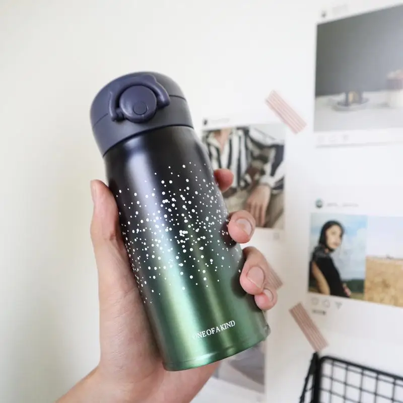 Градиентная звезда изоляционная чашка воздушная чашка из нержавеющей стали красивый прыгающий чашка здоровая портативная Термокружка школьная дорожная чашка - Цвет: C-350ml