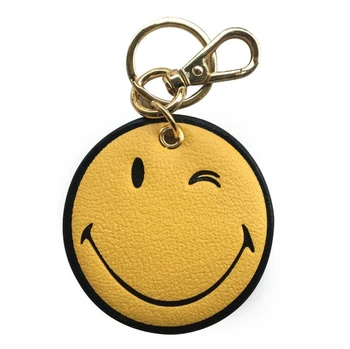 

New leather key chain pendant lovely smiling face gestures eggs leather pendant