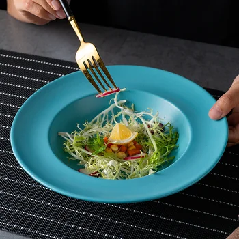 

Household Dinner Plates Ceramic Nordic Style Round Dessert Serving Tray Breakfast Vajilla Ceramica Kitchen Dining Bar EA60PZ